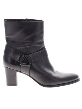 Cole Haan Black Leather Mid-Heel Ankle Booties